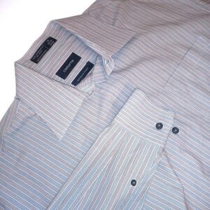 Claiborne Large Wrinkle Free Striped Mens button shirt 16-32/33 Large Cotton